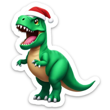 Giant T-Rex in a santa costume sticker