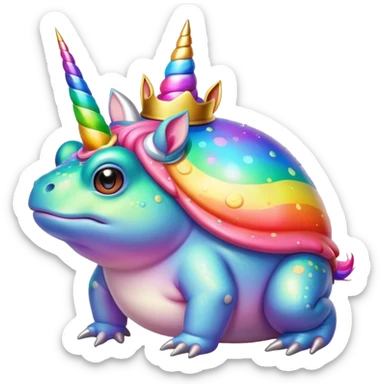 fat round rainbow toad with unicor horn sticker