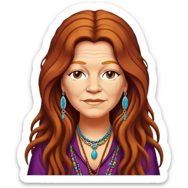 a portrait of janis joplin sticker