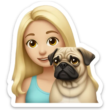 Blonde girl with a pug sticker