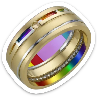 set of mens rings intertwined with rainbow flag sticker