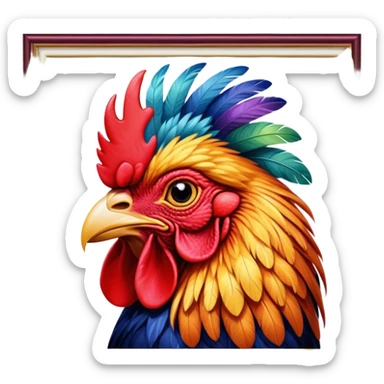 Cinematic Realistic depiction of a proud French rooster, rendered with detailed, textured feathers and a vivid, colorful comb, set against a rustic French countryside backdrop with soft, warm lighting sticker