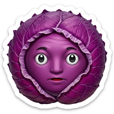 spicy red cabbage whole bold red color no face sticker