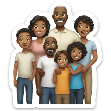 a happy big family of 7 members sticker