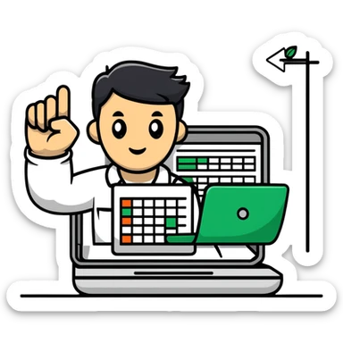 spreadsheet with rock on hand gesture, fun and bold sticker