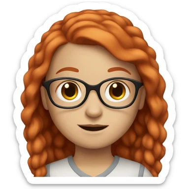 White girl with red hair and glasses  sticker