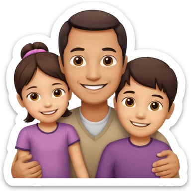 Indonesian father with son and daughter, warm family moment sticker