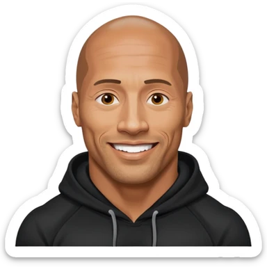dwayne johnson with black hoodie sticker