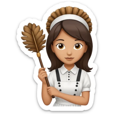 Maid with duster sticker