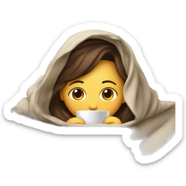 girl inside a blanket sipping coffee eyes closed sticker