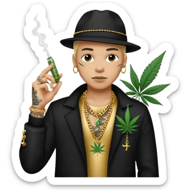 dealer white rom gang with cannabis on hand styler gangster sticker