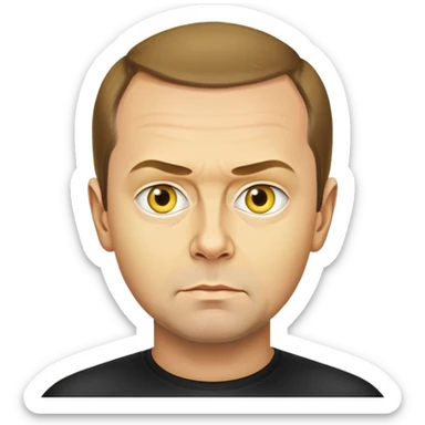 photorealistic portrait of Dmitry Medvedev as an emoji, round yellow face, very detailed and realistic, serious look sticker
