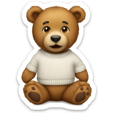 Light brown teddy bear with white sweater sticker