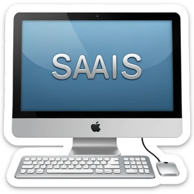 technical looking computer with text "SaaS" sticker