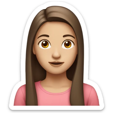 Fair skin girl with straight brown hair and brown eyes sticker