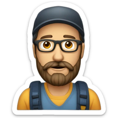 Hombre de 40 años con barba, gafas, gorra y piel morena sticker