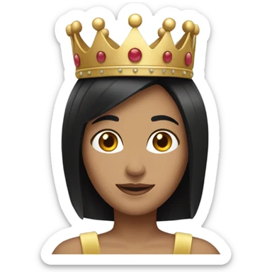 medium tone female with a bob haircut (black hair) wearing a queen's crown sticker