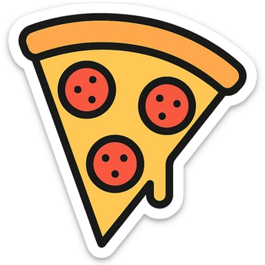 pizza slice with pepperoni color outline icon sticker