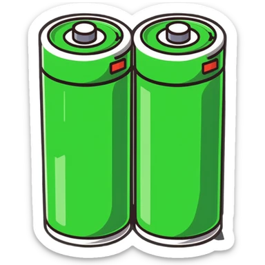 Two dead batteries stacked on top of each other, depleted, empty power sticker