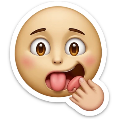 emoji choking itself with tongue out and looking up sticker