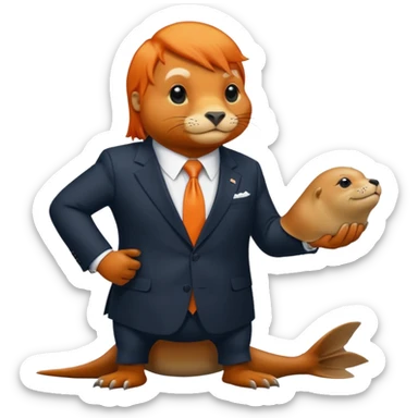 a sea lion eating donald trump sticker