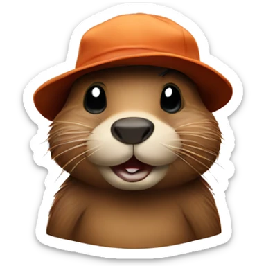 beaver with a cap backwards  sticker