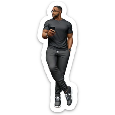 muscular man with phone sticker