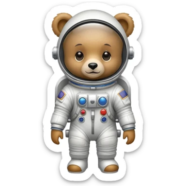 Generate a full set of emojis "A bear cub in a spacesuit" sticker