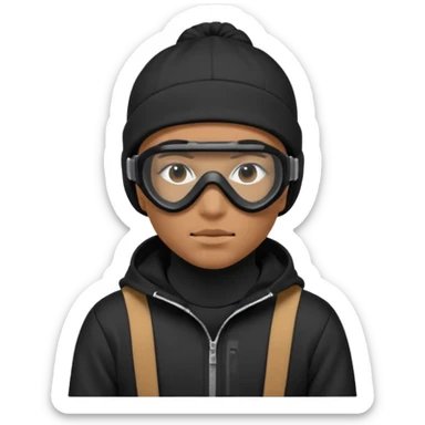 skier with black goggles hoodie and face mask looking stylish like an underground rapper. I said mask pls no face showing. Only eyes showing  sticker
