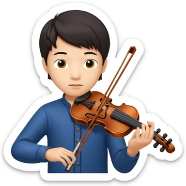 asian boy playing violin sticker