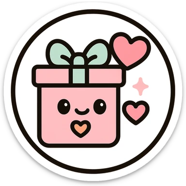 little alchemy style icon
subject: romantic gift
border: medium-black
shape: round, circular
background: white
style: full color fill with medium black outlining sticker