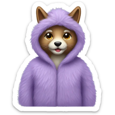 Lavender furry coat  sticker