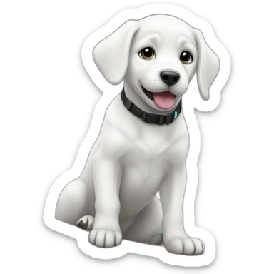 a white puppy on hurricane sticker