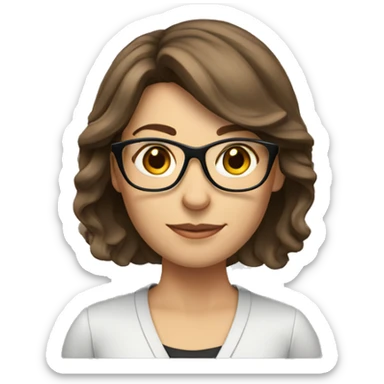 Female teacher brown hair glasses sticker