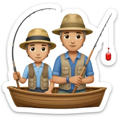 Father and son fishing on a boat sticker