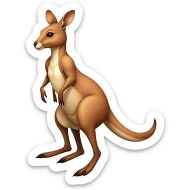 Full-body Australian Kangaroo – Cinematic-realistic Australian kangaroo, jumping with powerful hind legs and a muscular tail for balance. Its reddish-brown fur glows under the golden sunlight, ears perked and eyes alert.  sticker