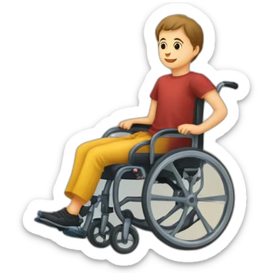 enfant assis sur un fauteuil roulant qui lève les bras en l'air sticker