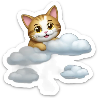 cat secretary sitting on top of the cloud sticker