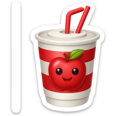 Make the soft drink cup red and white in the style of apple emojis, with no background. Keep the emoji style look. sticker