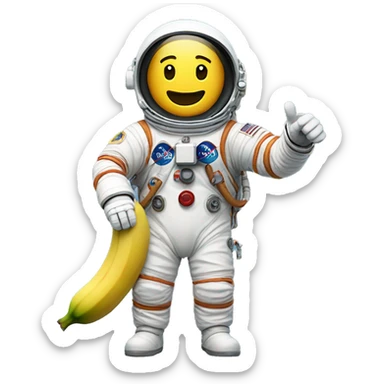 astronaut saying always has been while pointing a banana sideways sticker