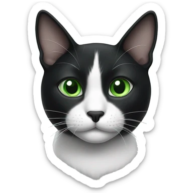 Black and white cat and green eyes  sticker