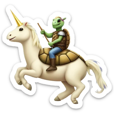 Turtle riding a unicorn  sticker