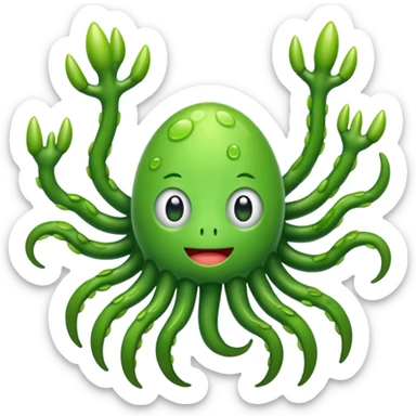 green germs emoji with many limbs sticker