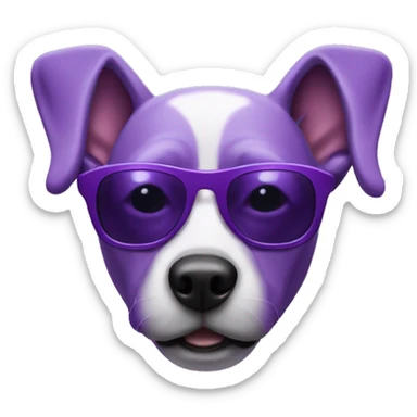 complete purple dog with purple sunglasses sticker