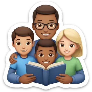 Monter whith children read book sticker