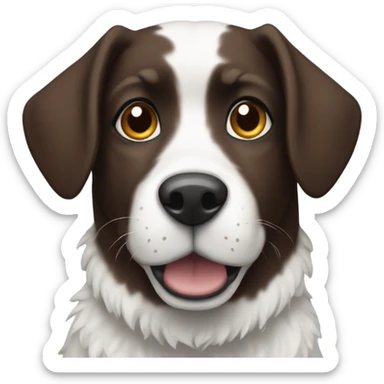 Dark brown and white dog in snow sticker