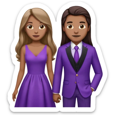 A couple in same outfit female with long hair and purple dress sticker