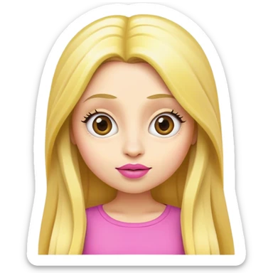minion with long blonde hair and pink lipstick sticker