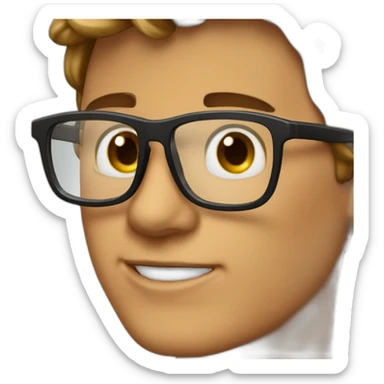 Joven moreno de pelo corto con lentes sticker