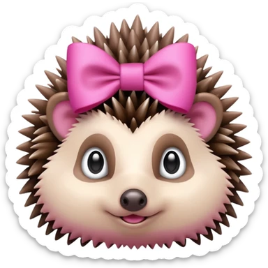 hedgehog with a pink bow sticker